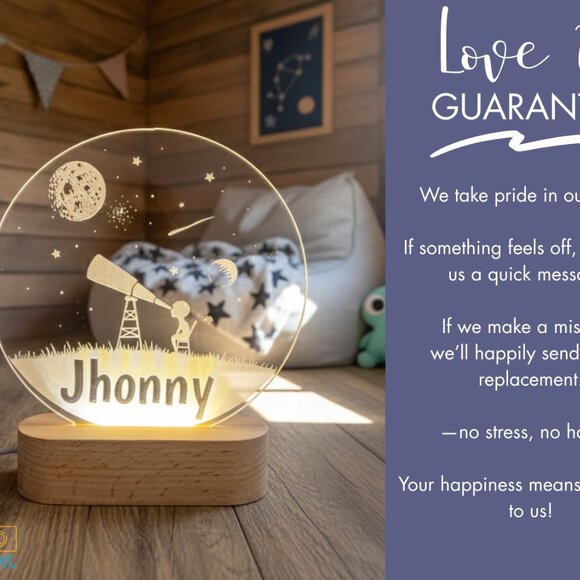 Custom Star Telescope LED Sign | Personalized Bedroom Cloud Light for Boys - Picture 6 of 8